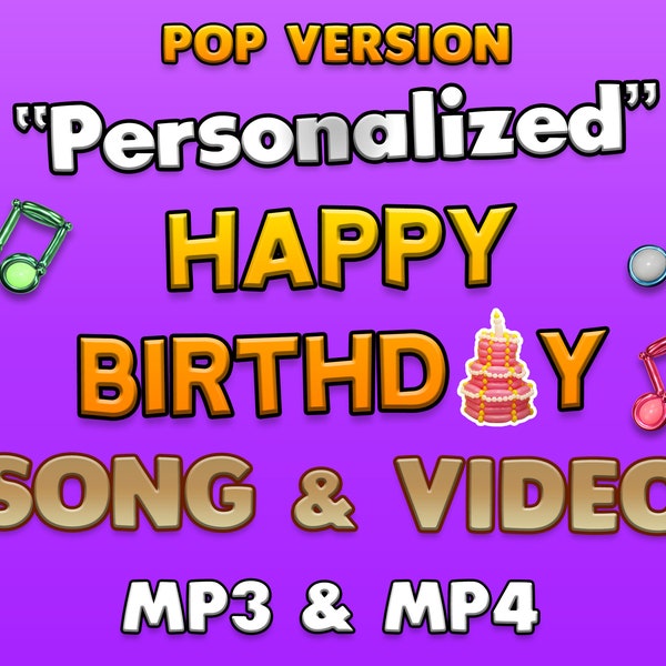 PERSONALIZED BIRTHDAY SONG | Choose a Name for a Custom Happy Birthday Song and Video | Digital Download | Mp3 Mp4
