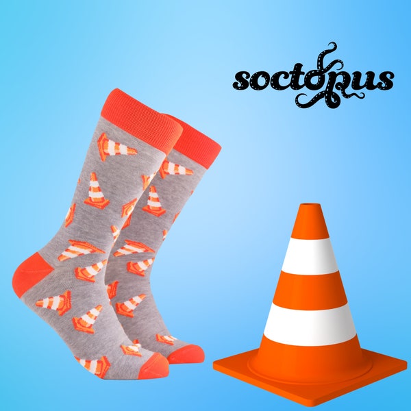 Traffic Cone Socks - Road Works Socks - Orange Cone Socks - Socks Gifts - Novelty Socks - Unisex Socks - Socks for Men - Socks for Women