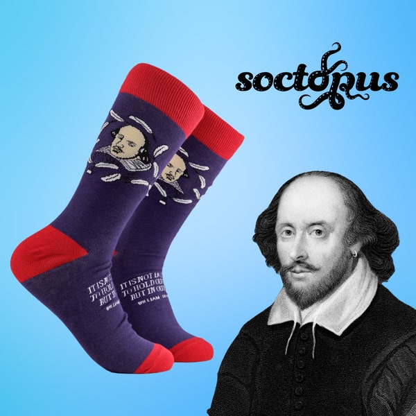 Chaussettes William Shakespeare - Cadeaux Shakespeare - Cadeaux chaussettes - Chaussettes fantaisie - Chaussettes unisexes - Chaussettes pour homme - Chaussettes pour femme