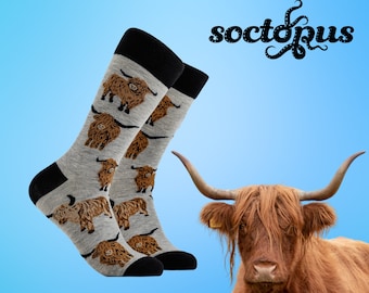 Highland Cow Socks - Novelty Socks - Socks Gifts - Highland Cow - Scottish Cow Gifts - Unisex Socks - Socks for Men - Socks for Women