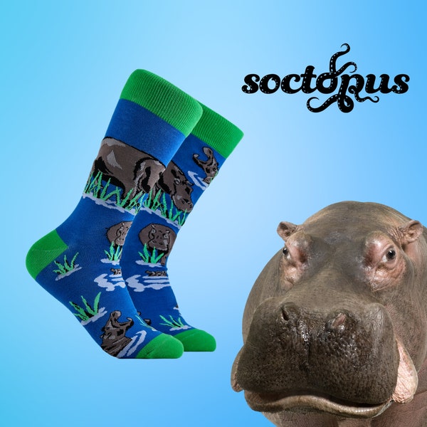 Chaussettes hippopotame - Cadeaux hippopotames - Chaussettes cadeaux - Chaussettes fantaisie - Chaussettes unisexes - Chaussettes pour hommes - Chaussettes pour femmes