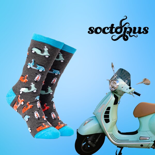 Scooter Socks - Novelty Socks - Socks Gift - Mod Gifts - Mod Socks - Moped Gifts - Socks for Men - Socks for Women - Mod Style - Vespa