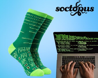 Calcetines de codificación - Calcetines novedosos - Regalos de calcetines - Regalos de computadora - Signo de los tiempos - Regalo codificador - Calcetines para hombres - Calcetines para mujeres