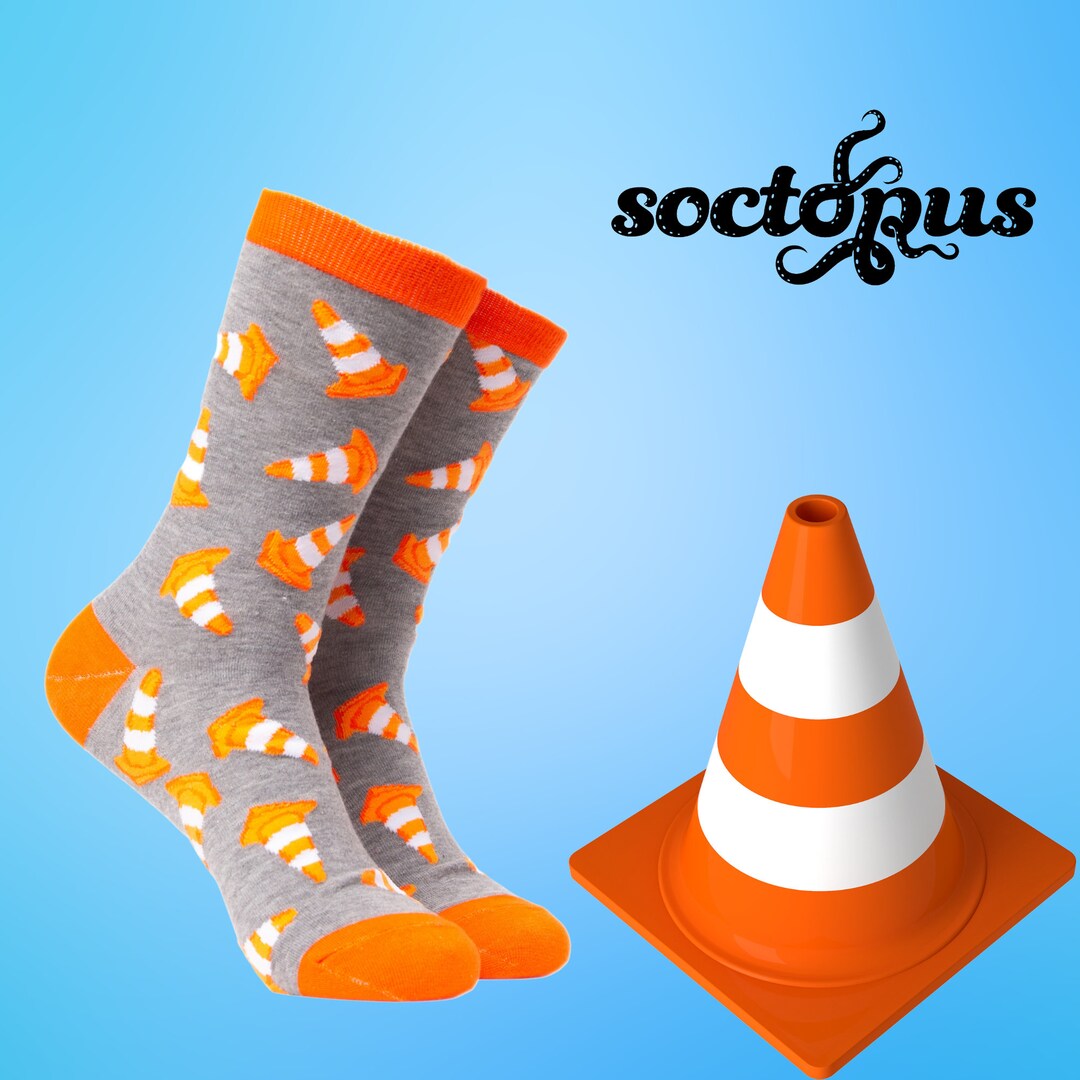 Traffic Cone Socks Road Works Socks Orange Cone Socks Socks Gifts Novelty Socks Unisex Socks