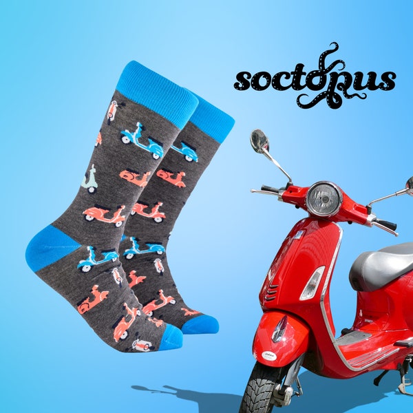 Scooter Socks - Novelty Socks - Socks Gift - Mod Gifts - Mod Socks - Moped Gifts - Socks for Men - Socks for Women - Mod Style - Vespa