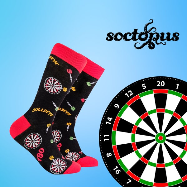 Dartsocken – Sockengeschenke – Neuheitssocken – Bullseye – Dartsgeschenke – Dartsgeschenke für Ihn – Unisex-Socken – Socken für Männer – Socken für Frauen