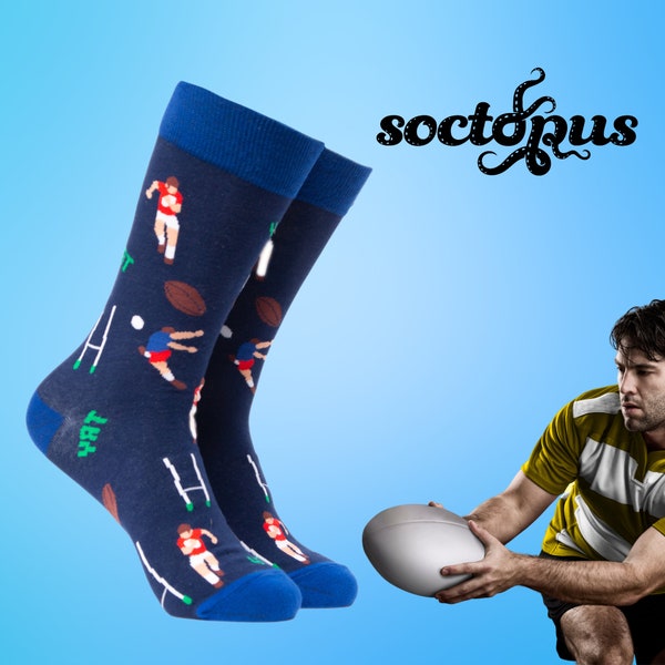 Chaussettes de rugby - Cadeaux rugby - Cadeau joueur de rugby - Cadeaux chaussettes - Chaussettes fantaisie - Chaussettes unisexes - Chaussettes pour homme - Chaussettes pour femme