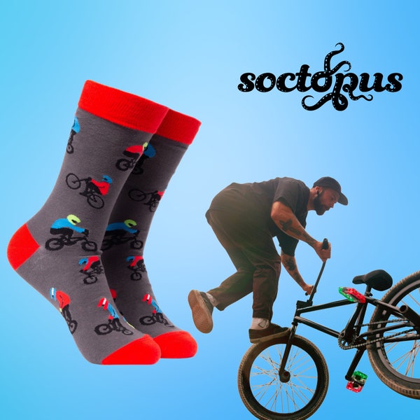 BMX-Socken – Neuheitssocken – Sockengeschenke – BMX-Geschenke – Fahrradgeschenke – Radsportgeschenke – Unisex-Socken – Socken für Männer – Socken für Frauen