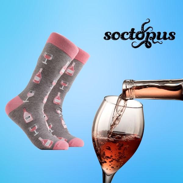 Rose Wine Socks - Novelty Socks - Socks Gifts - Wine Lover Gift - Wine Enthusiast Gift - Unisex Socks -  Socks for Men - Socks for Women