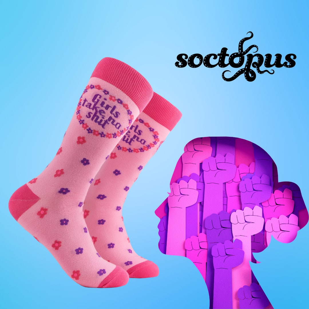 Girl Power Socks Strong Women Gifts Pink Socks Socks Gifts Novelty