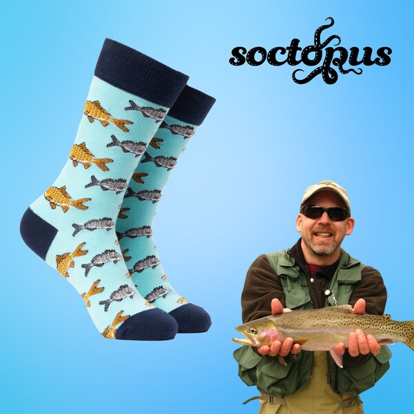 Fishing Socks - Carpe Diem - Fishing Gifts - Fisherman Gifts - Sock Gifts - Novelty Socks - Unisex Socks - Socks for Men - Socks for Women