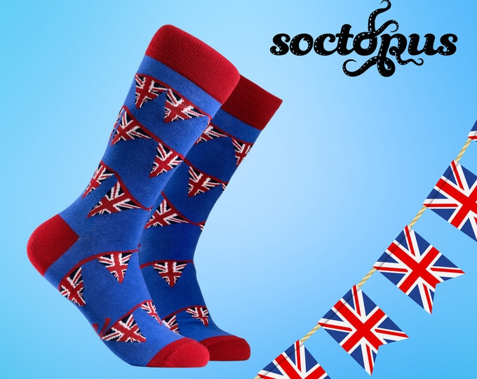 UK Bunting Socks - British Socks - Union Jack Socks - Socks Gifts - Novelty Socks - Unisex Socks - Socks for Men - Socks for Women