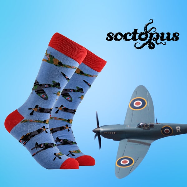 Spitfire Socken - Socken Geschenke - Neuheit Socken - Spitfire Geschenke - Flugzeug Geschenke, Unisex Socken - Socken für Männer - Socken für Frauen - Flugzeug Socken