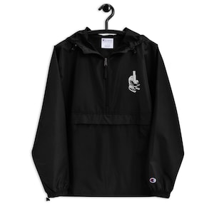Lab Group Embroidered Champion Packable Rave Jacket – Festival Outerwear, Dubstep Windbreaker, EDM Streetwear, Lightweight Travel Hoodie