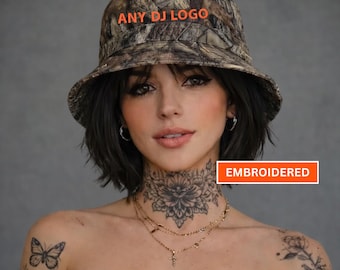 ANY DJ Embroidered Camo Bucket Hat – Rave Festival EDM Cotton Twill Hat