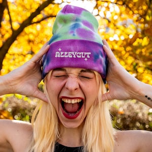 Alleycvt Embroidered Tie-Dye Rave Beanie – Dubstep Festival Hat