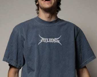 ATLiens Embroidered Unisex T-Shirt – Oversized Faded Dubstep Streetwear