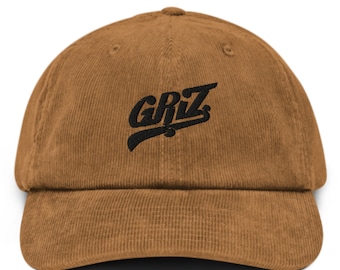 Griz Embroidered Corduroy Hat – Rave Festival Cap for EDM Bassheads | Unstructured Adjustable Dad Hat