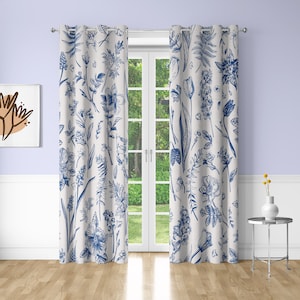 Blue garden Window Curtains Abstract Art Printing Decorative Blackout Curtains for Bedrooms Dorms