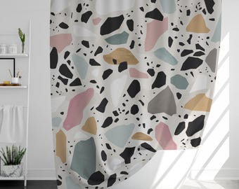 Tenda da doccia a pois colorati con 12 ganci, 100% impermeabile, decorazione moderna per il bagno, regalo per l'inaugurazione della casa.