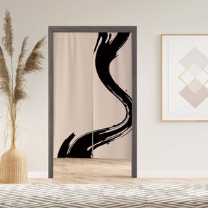 Peinture à l&#39;encre Noren rideau de porte avec velcro/œillets/manches, rideau de fenêtre japonais pour cuisine, parures de fenêtre pour séparation