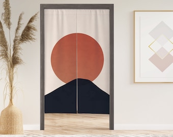 Sunrise Noren Door Curtain with Velcro/Grommet/Sleeve, Japanese Curtain for Kitchen/bedroom/toilet, Window Treatments for Partition