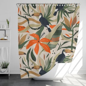 Botanischer Garten Duschvorhang mit 12 Haken, 100% wasserdicht, modernes Badezimmer Dekor, Einweihungsgeschenk