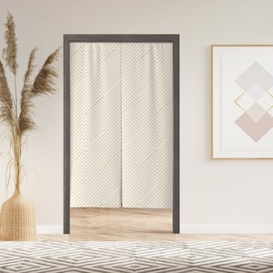 Modern geometry Noren Door Curtain with Velcro/Grommet/Sleeve, Japanese Window Curtain for Kitchen, Window Treatments for Partition