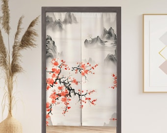 Plum Blossom Ink Painting Noren Panel