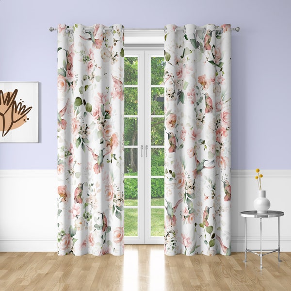 Pink flower Window Curtains Plants Printing Decorative Blackout Curtains for Bedrooms Dorms