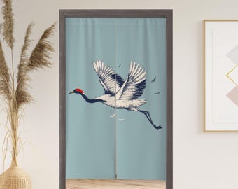 Cortina Noren con grulla voladora - Separador de arte japonés
