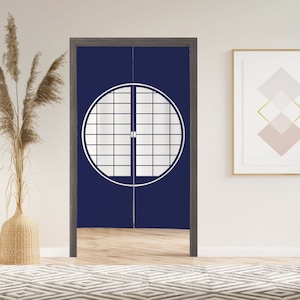 Japanese Shoji Screen Noren Door Curtain with Velcro/Grommet/Sleeve, Japanese Window Curtain for Kitchen, Window Treatments for Partition