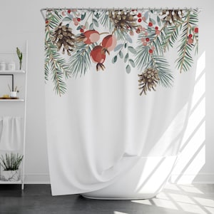 Kiefernzapfen Duschvorhang mit 12 Haken, 100% wasserdicht, Badezimmer Dekor, Housewarming Geschenk