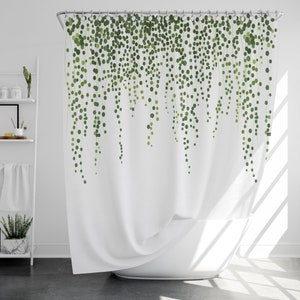 Leaves Shower Curtain with 12 Hooks, 100% Waterproof, Modern Bathroom Decor, Housewarming Gift