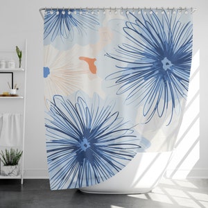 Watercolor flowers Shower Curtain with 12 Hooks, 100% Waterproof, Modern Bathroom Decor, Housewarming Gift