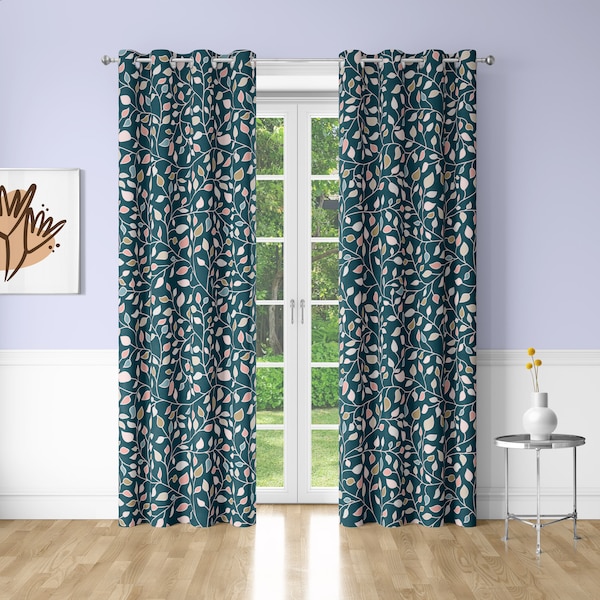 Spring colors Window Curtains Plants Printing Decorative Blackout Curtains for Bedrooms Dorms