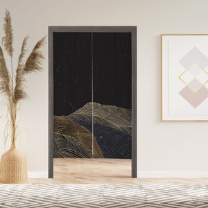 Quiet Mountain Noren Door Curtain with Velcro/Grommet/Sleeve, Japanese Curtain for Kitchen/bedroom/toilet, Window Treatments for Partition