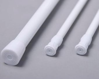 2pc Adjustable Curtain Rod Clothes Rod Suitable for 19~35inch(50-90cm), Extension Steel Spring Rods for Closet Cupboard Noren Curtain