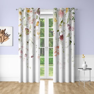 Falling petals Window Curtains Plants Printing Decorative Blackout Curtains for Bedrooms Dorms