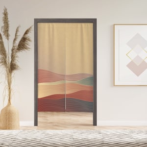 Noren Door Curtain with Velcro, Japanese Noren Doorway Curtain for Kitchen Bathroom Door, Window Treatments for Partition Home Kitchen Decor
