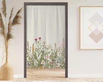 Cortina de puerta de inflorescencia con velcro/ojales/manga, cortina de ventana japonesa para cocina, tratamientos de ventana para partición