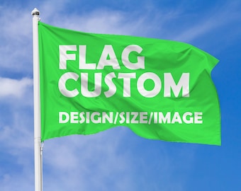 Custom Flag with Photo, Logo or Text, Personalized Indoor Outdoor Flag, Single or Double Sided, Grommets or Rod Pocket