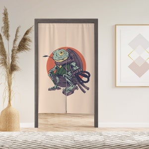 Ninja Frog Noren deurgordijn met klittenband/tule/mouw, Japans gordijn voor keuken, raambekleding voor scheidingswand