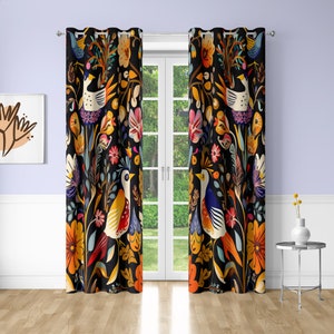 Colorful Bird Window Curtains Abstract Art Printing Decorative Blackout Curtains for Bedrooms Dorms
