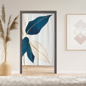 Leaves Door Curtain with Velcro/Grommet/Sleeve, Japanese Window Curtain for Kitchen, Window Treatments for Partition