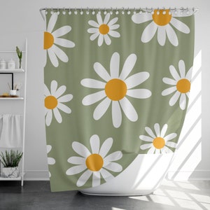 Spring Vibe Shower Curtain with 12 Hooks, 100% Waterproof, Japanese Style Bathroom Decor, Housewarming Gift