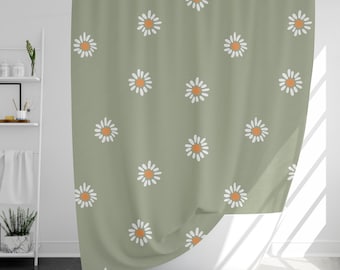 Daisy Vibe Duschvorhang mit 12 Haken, 100% wasserdicht, modernes Badezimmer Dekor, Einweihungsgeschenk