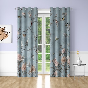 Flowers and Birds Window Curtains Plants Printing Decorative Blackout Curtains for Bedrooms Dorms