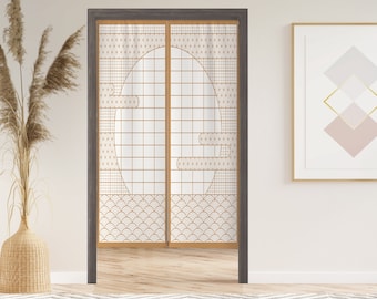 Japanese Shoji Screen Noren Curtain with Velcro/Grommet/Sleeve, Japanese Window Curtain for Kitchen, Window Treatments for Partition