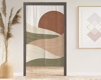 Sunrise Noren Door Curtain with Velcro/Grommet/Sleeve, Japanese Curtain for Kitchen/bedroom/toilet, Window Treatments for Partition